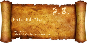 Halm Béla névjegykártya